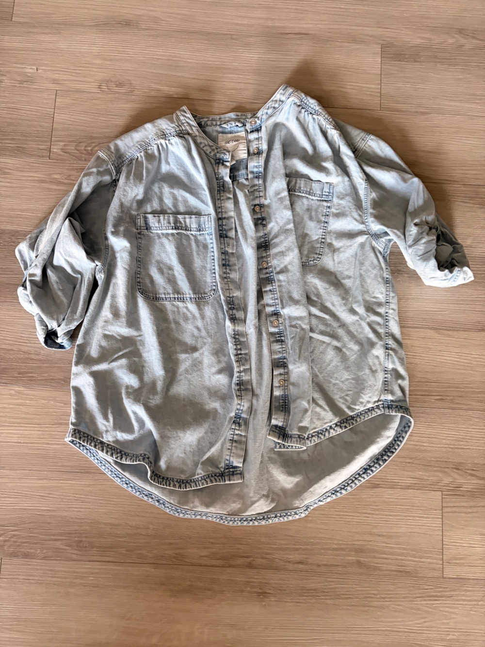 aerie Light Wash Denim Button-Down Shirt